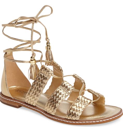 michael kors gold gladiator sandals|Michael Kors suri knotted sandals.